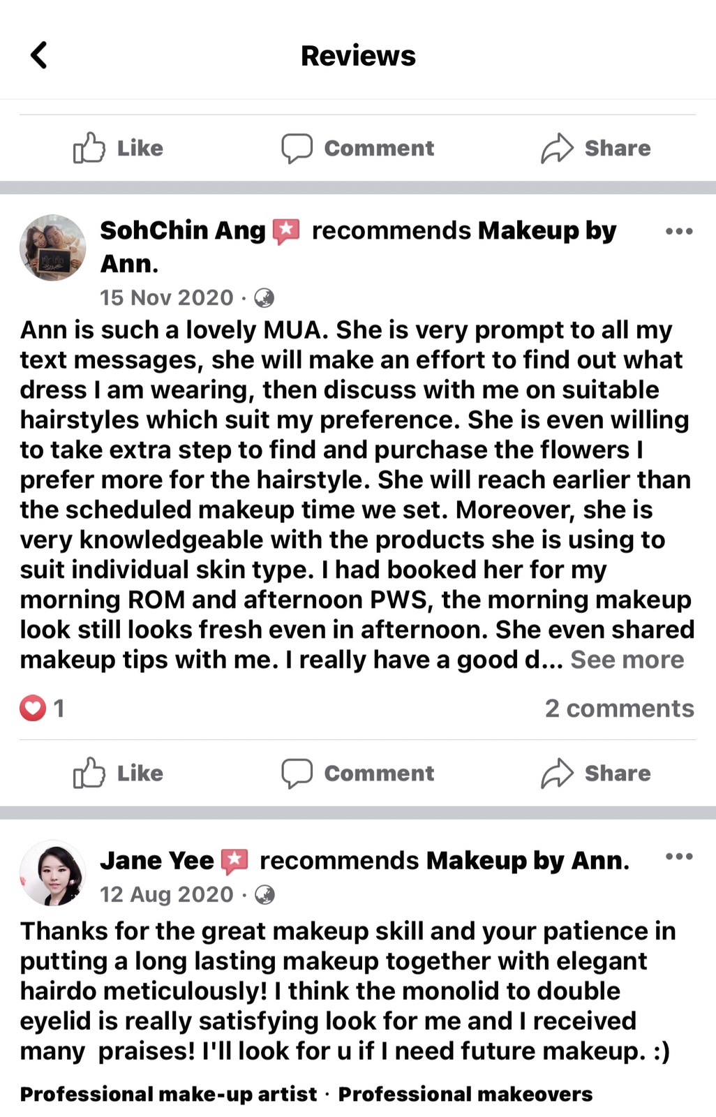 Makeup artist based in Singapore